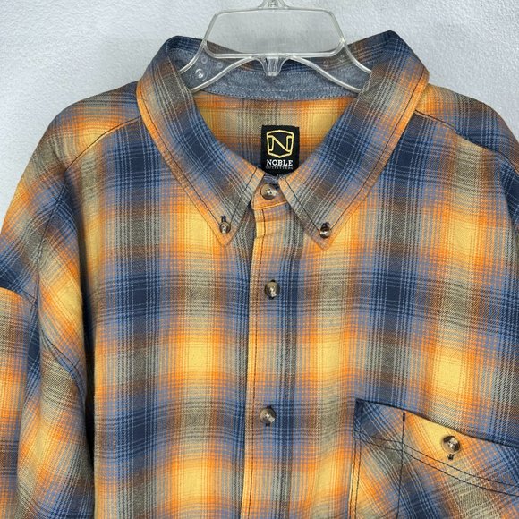 Noble Outfitters Orange Blue Long Sleeve Flannel Mens Size 3XLT - Picture 2 of 6